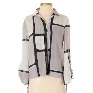 HALSTON HERITAGE size 6 Silk color Block gray blouse in Excellent condition